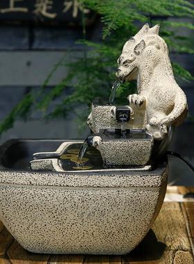 日进斗金开业礼物吧台桌面循环流水招财摆件高档茶室办公前台装饰