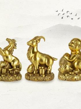 铜十二生肖摆件鼠牛虎兔龙蛇马羊猴鸡狗猪客厅家居饰品铜像吉祥物