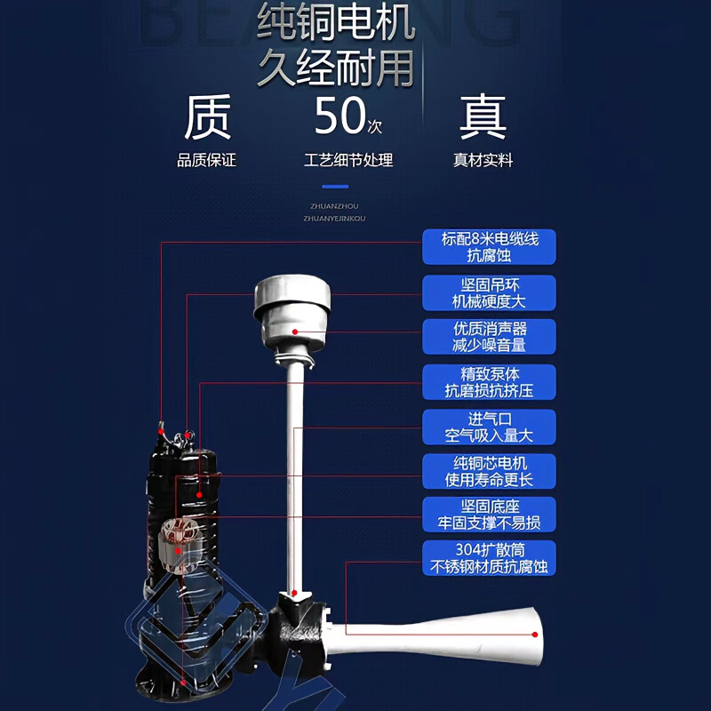 QSB潜水射流曝气机增氧机污水处理电动水下混合推流搅拌充氧泵