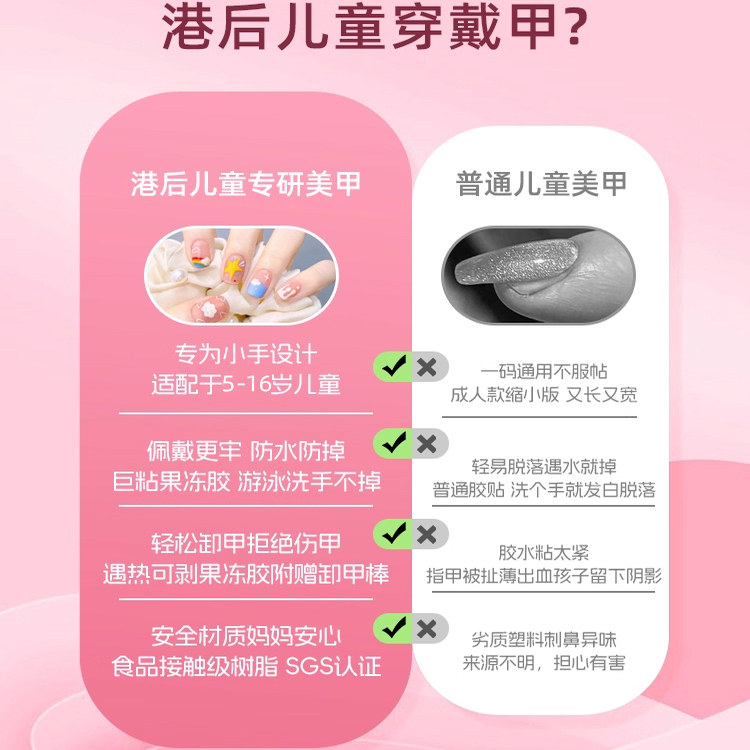 儿童穿戴甲小女孩专用中长款2025新款美甲贴女童显白假指甲贴片10,淘宝优惠券,粉丝福利购,淘宝优惠卷
