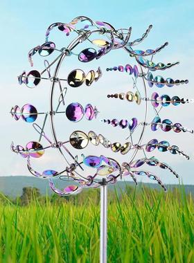 铁艺金属风车花园花园装饰摆件园艺风动力旋转风车插件