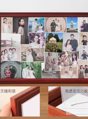 速发家用木头老照片代框大空框80年可相以放多张照片的怀旧挂墙展