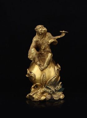 速发日铜猴子摆件如意猴十二生品猴寿桃猴子生纯寿宴礼肖装