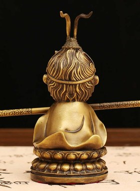 速发全铜猴子型摆件坐件悟空创莲美猴王家居客厅摆意玄关装饰品