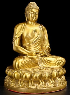 速发铜释迦牟尼佛佛像黄铜释迦摩尼像像坐佛家来供奉如用尊者摆件