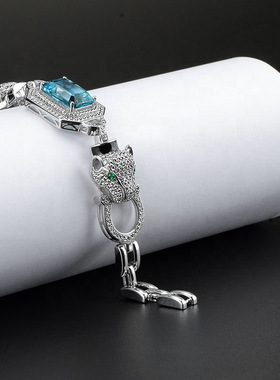 2025璀璨豹纹黄玉S925银镶锆石限量周年潮流时尚手链设计新风尚