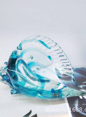创意琉璃QZM摆件玻玄璃海家居装螺饰关办公璃室桌面摆设玻烟缸