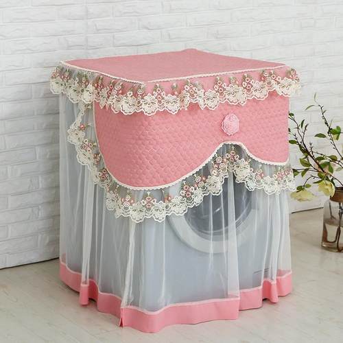 布艺洗衣机罩 开机不取蕾丝防尘套滚筒前开侧开 - 图1