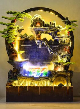 大型假山流水摆件循环水幕墙客厅公司开业礼品装饰高山喷泉加湿器