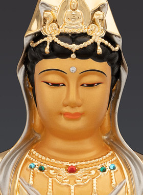 速发鎏金纯铜南海观音佛轮如意像家用南海观世铜菩萨观音菩萨音像