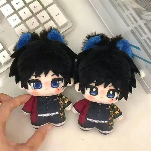 鬼灭之刃富冈义勇属性10cm棉花娃娃可爱毛绒玩偶同人公仔动漫周边 - 图0