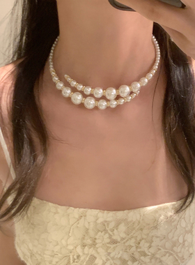 【我的脸很圆】温柔千金风珍珠串珠项圈赫本风高级感项链锁骨链女