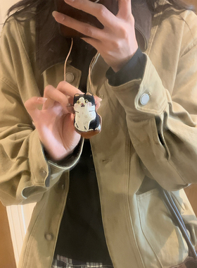 【我的脸很圆】卡通可爱小猫吊坠项链小众眼镜挂脖项链毛衣链女生
