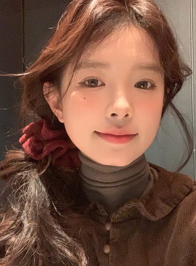 【我的脸很圆】秋冬百搭红色毛线大肠发圈新年简约韩系多层发圈女