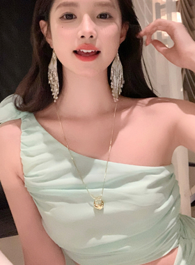 【我的脸很圆】金色轻奢水滴项链简约设计夏季百搭吊坠项链可调节