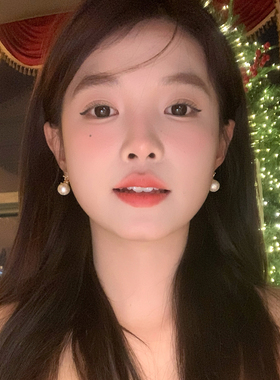 【我的脸很圆】轻奢百搭气质珍珠耳环设计感横杠锆石耳环耳饰女生