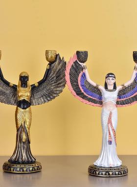 埃及女神人物雕塑摆件现代简约家居大厅装饰手工伊希斯工艺品神像