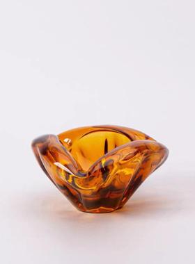 新中式不规则豹纹新棕色琉璃摆果盘烟灰缸客玄餐厅桌面厅装关FPF