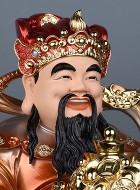 新款树脂财神爷佛像家居供奉龙椅文财神比干神像中式门厅桌面摆件