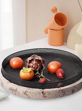 侘寂风金属果盘样板房售楼处家居客厅餐桌高档装饰收纳托盘摆件