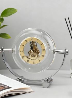 现简约水晶机械座钟桌面摆件客厅酒柜卧室玄关电视柜家居装饰品
