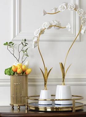 欧式时尚大理石客厅玄关摆件家居样板房书房软装饰品工艺品摆设