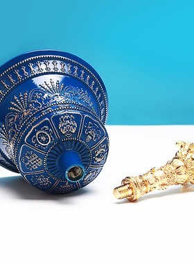 尼泊尔手工金刚铃杵法器密宗修行供佛摆件纯铜蓝色金刚杵五股九股