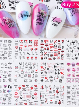 好货12pcs Valentines Manicure Love Letter Flower Sliders for