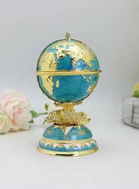 招财金属摆件一帆风顺地球仪复活节合金鸡蛋收纳盒时尚创意家居