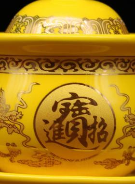 文财神 关公专用供水杯 招财进宝供杯 双龙圣水杯 供茶杯酒杯陶瓷