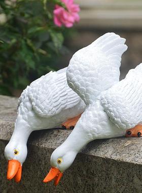 仿真喝水鸭子摆件花园庭院池塘水池假山鱼池装饰树脂动物雕塑