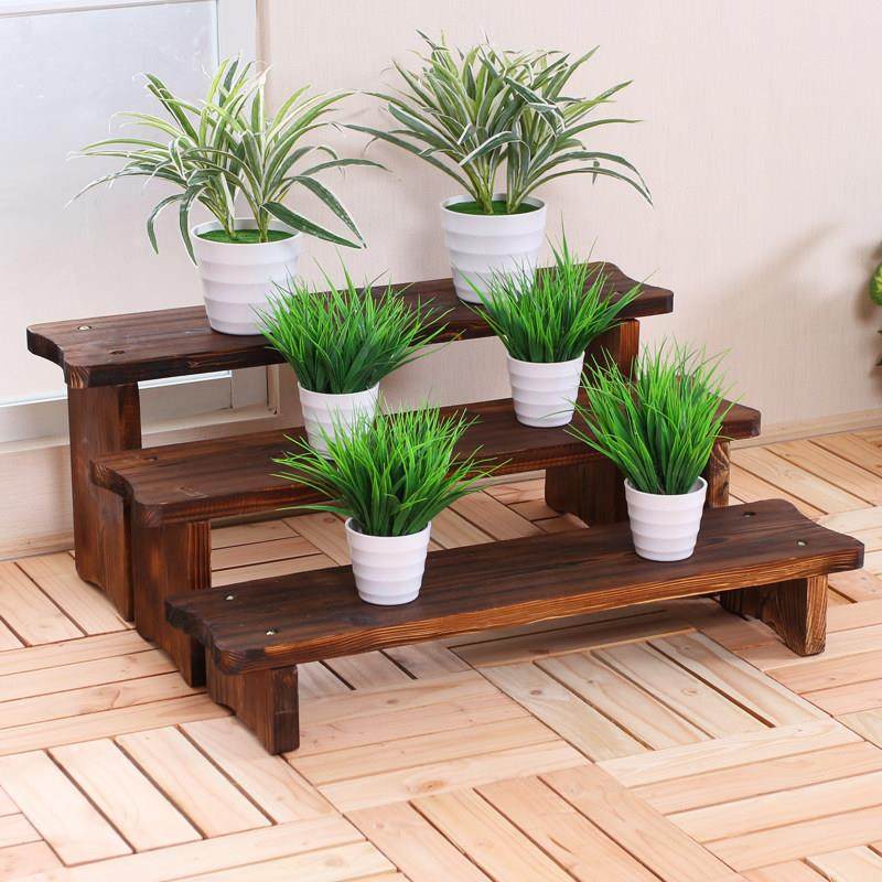 防腐木花架室内阳台阶梯式多层实木质花架子客厅落地式凳式花盆架,淘宝优惠券,粉丝福利购,淘宝优惠卷