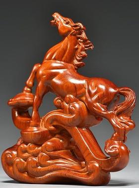 花梨木马雕刻摆件动物十二生肖马到成功家居办公室装饰工艺品送礼