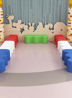 创意活动室办公琴行大厅舞蹈班工作室个性创意异形波浪组合沙发凳