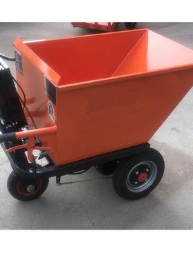 工地电动手推灰斗车拉货载重搬运车养殖场电动推车