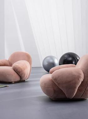 现代简约单人沙发椅家用卧室阳台榻榻米躺椅轻奢风布艺懒人摇摇椅