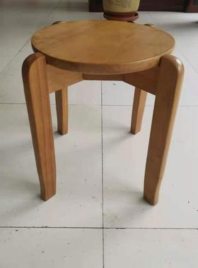 全实木圆凳子餐桌凳椅成人简约欧式创意户外家用饭店橡木板凳