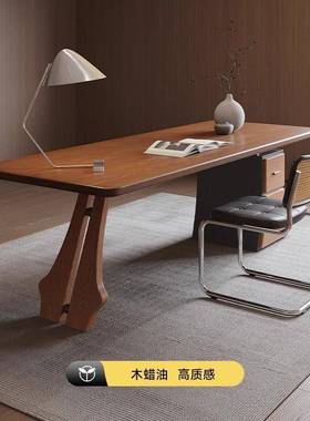 客厅实木书桌书柜一体书房办公桌子创意学习桌简易工作台桌写字桌