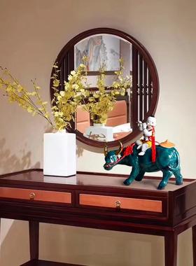客厅装饰品摆件景德镇陶瓷器牧童骑牛酒柜艺术家居工艺品中式摆设