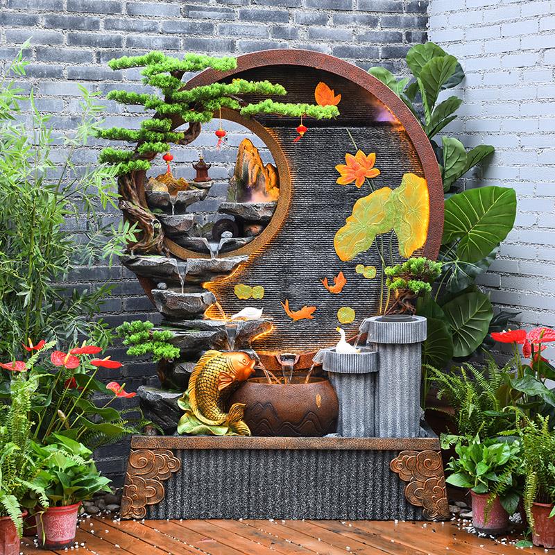 户外庭院假山流水景观落地摆件屏风花园阳台喷泉水幕墙招财装饰品 - 图3