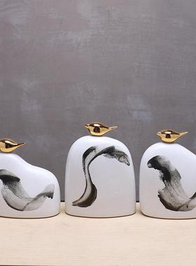 新中式现代禅意陶瓷工艺品摆件样板房创意客厅电视柜酒柜软装饰品