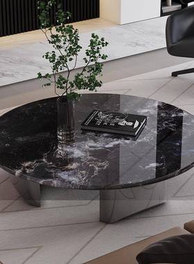 家用微晶石大理石超晶石茶几组合网红爆款意式轻奢圆形茶几客厅