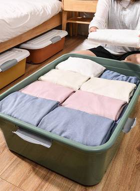 床下收纳箱带轮扁平收纳盒衣服棉被杂物整理箱超大床底储物箱塑料