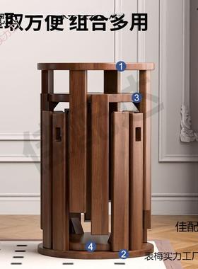 可叠放凳现代吃饭登子餐桌凳原木新中式实木圆凳子茶几家用