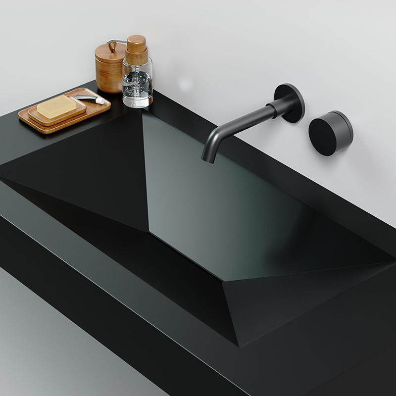 高端设计师个性创意岩板一体盆钻石异形盆黑色洗手洗脸盆洗漱台,淘宝优惠券,粉丝福利购,淘宝优惠卷