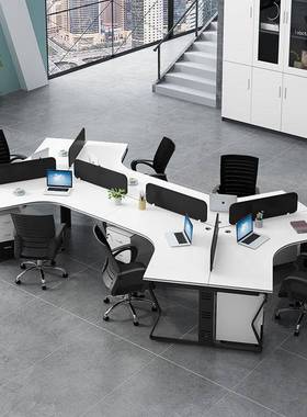 创意职员办公桌3/6人位屏风电脑桌卡座简约现代8人员工位桌椅组合