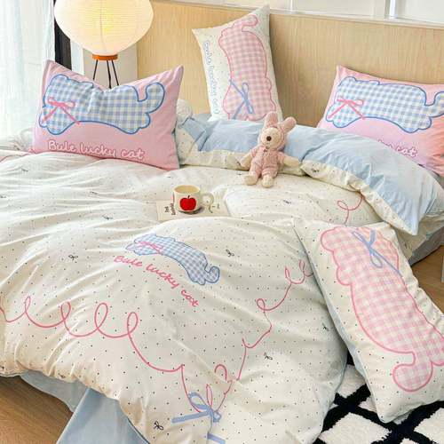 全棉四件套田园风床品三件套床单被罩被套南通家纺床笠四件套纯棉 - 图0