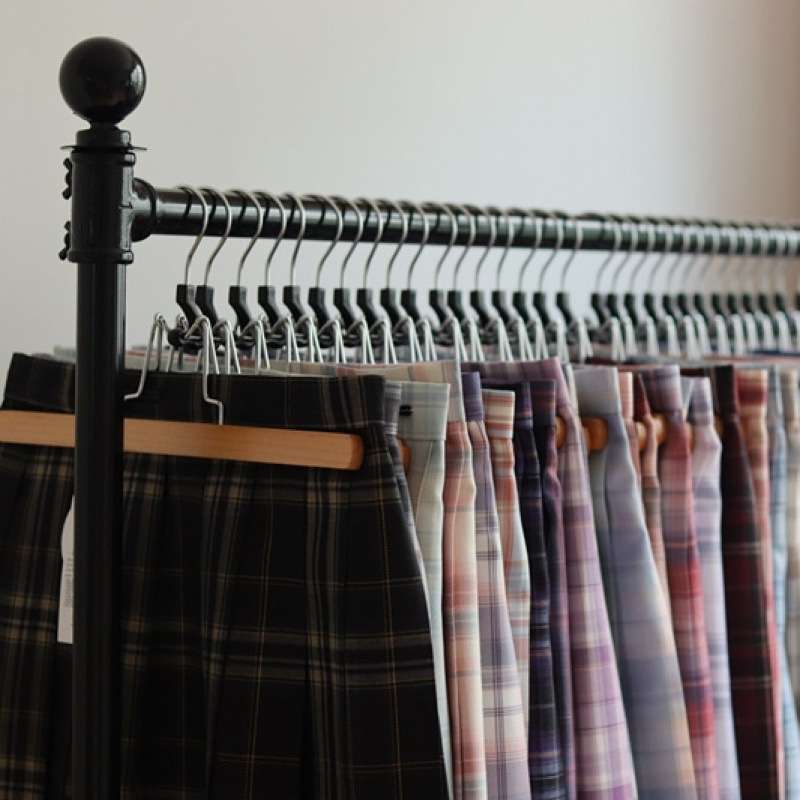 女装服装店展示架落地童装店货架铁艺陈列架jk制服格裙双层挂衣架 - 图2