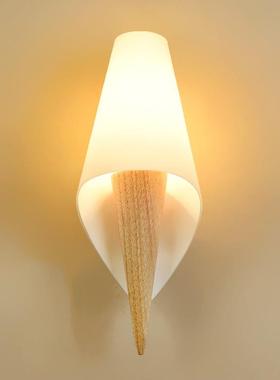 实木原木壁灯简约现代日式客厅餐厅卧室走廊过道灯创意LED床头灯