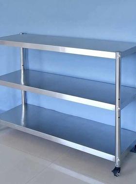 A9L带轮加厚3层不锈钢置物架新款厨房移动柜阳台饭店货物架